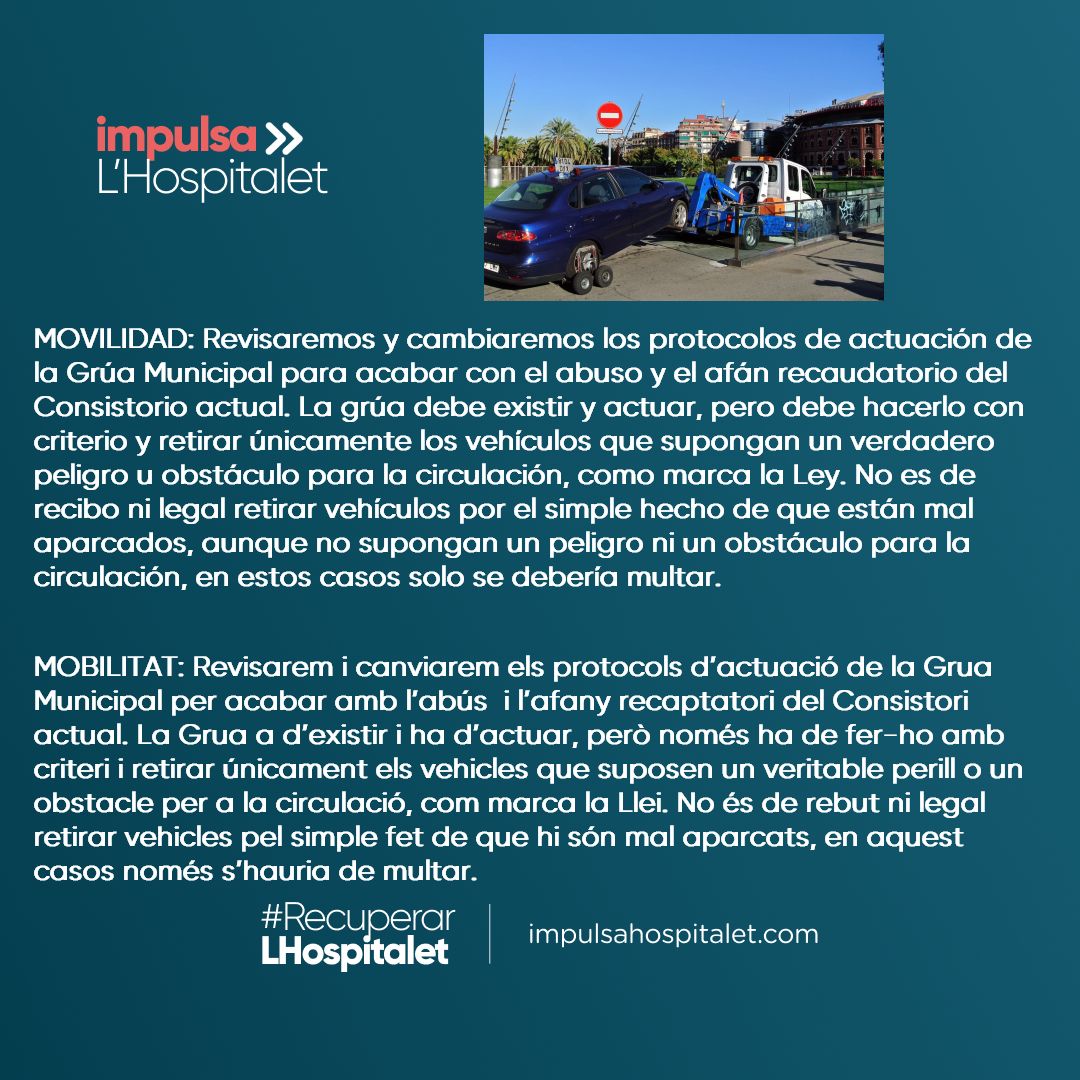 Mobilitat, acabarem amb l'abús i l'afany recaptatori amb la Grua Municial