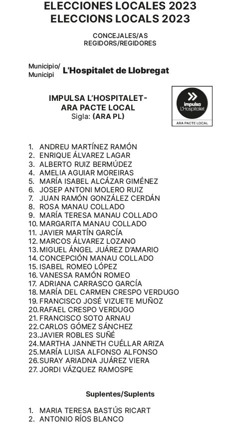 Impulsa L'Hospitalet, la papereta del veritable canvi